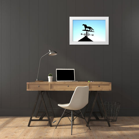 Horse Weather Vane White Modern Wood Framed Art Print by The Yellowstone Collection