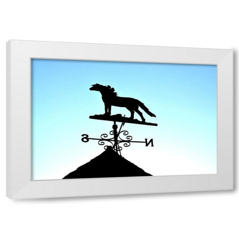 Horse Weather Vane White Modern Wood Framed Art Print by The Yellowstone Collection