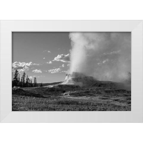Castle Geyser late Evening, Yellowstone National Park White Modern Wood Framed Art Print by Frank, Jacob W.