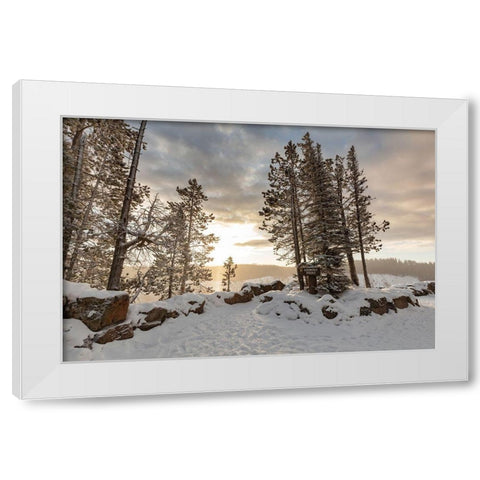 Fall Sunrise at Lookout Point Overlook, Yellowstone National Park White Modern Wood Framed Art Print by Frank, Jacob W.