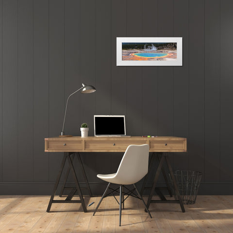 Grand Prismatic Spring Panorama, Yellowstone National Park White Modern Wood Framed Art Print by The Yellowstone Collection