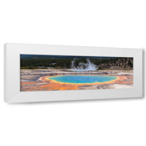 Grand Prismatic Spring Panorama, Yellowstone National Park White Modern Wood Framed Art Print by The Yellowstone Collection