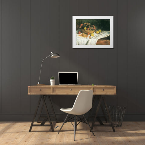 Apples and Grapes 1879 White Modern Wood Framed Art Print by Monet, Claude