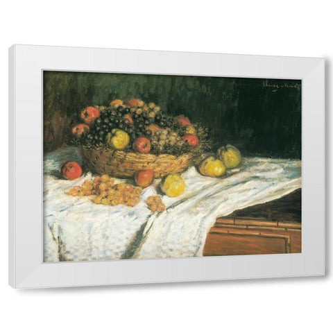 Apples and Grapes 1879 White Modern Wood Framed Art Print by Monet, Claude