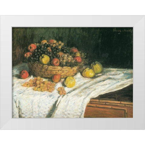 Apples and Grapes 1879 White Modern Wood Framed Art Print by Monet, Claude