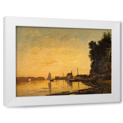 Argenteuil-late afternoon 1872 White Modern Wood Framed Art Print by Monet, Claude