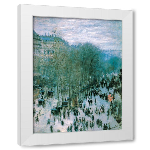 Boulevard des Capucines 1873 White Modern Wood Framed Art Print by Monet, Claude