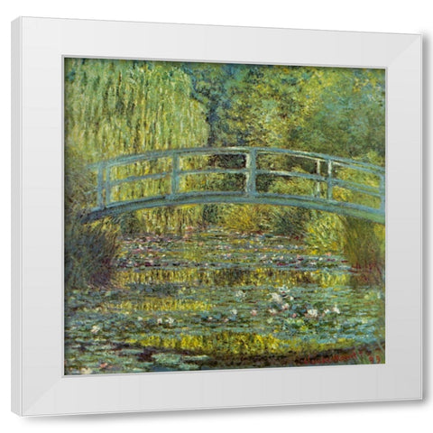 Bridge and Waterlilies 1899 White Modern Wood Framed Art Print by Monet, Claude