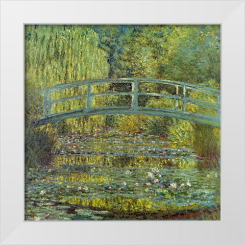 Bridge and Waterlilies 1899 White Modern Wood Framed Art Print by Monet, Claude