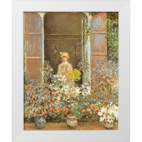 Camille at window-Argenteuil 1873 White Modern Wood Framed Art Print by Monet, Claude