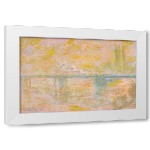 Charing Cross Bridge I 1901 White Modern Wood Framed Art Print by Monet, Claude