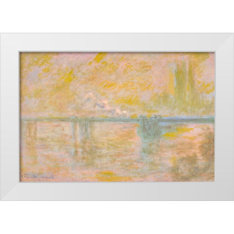 Charing Cross Bridge I 1901 White Modern Wood Framed Art Print by Monet, Claude