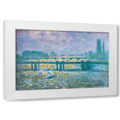 Charing Cross Bridge I 1902 White Modern Wood Framed Art Print by Monet, Claude
