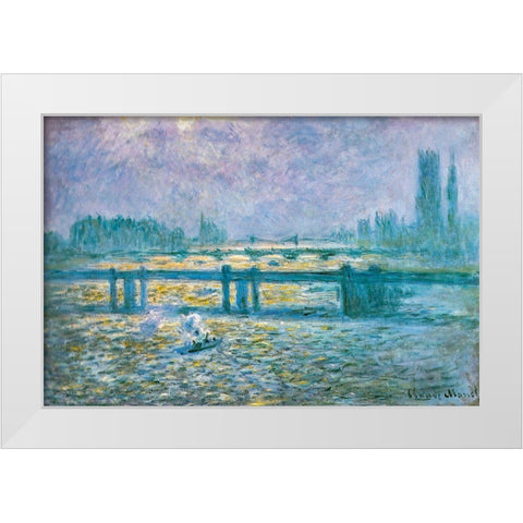 Charing Cross Bridge I 1902 White Modern Wood Framed Art Print by Monet, Claude