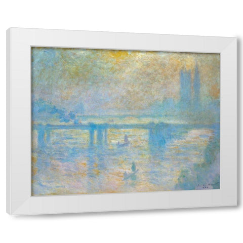 Charing Cross Bridge II 1902 White Modern Wood Framed Art Print by Monet, Claude