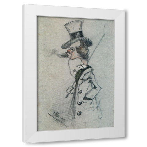 Dandy with a cigar 1857 White Modern Wood Framed Art Print by Monet, Claude