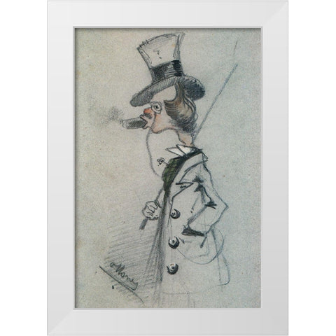Dandy with a cigar 1857 White Modern Wood Framed Art Print by Monet, Claude