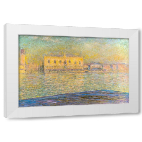 Doges Palace I 1908 White Modern Wood Framed Art Print by Monet, Claude