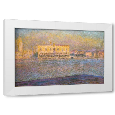 Doges Palace II 1909 White Modern Wood Framed Art Print by Monet, Claude