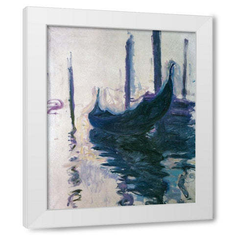 Gondolas in Venice 1908 White Modern Wood Framed Art Print by Monet, Claude