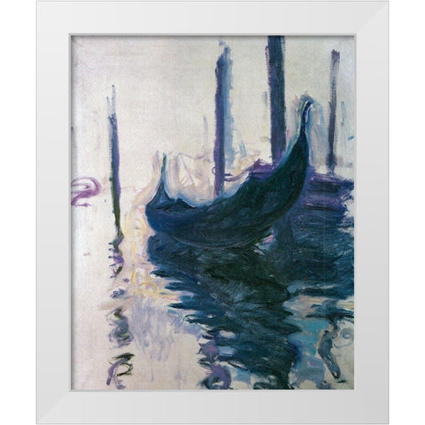 Gondolas in Venice 1908 White Modern Wood Framed Art Print by Monet, Claude