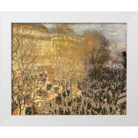 Le Boulevard des Capucines 1873 White Modern Wood Framed Art Print by Monet, Claude
