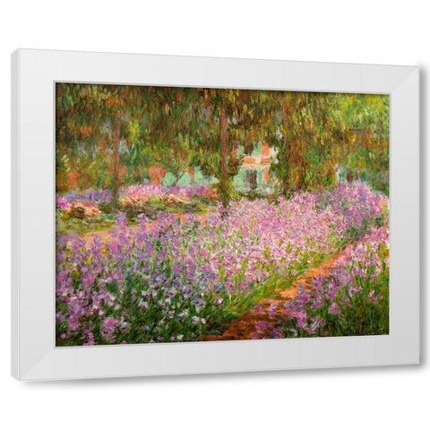 Monets garden at Giverny 1900 White Modern Wood Framed Art Print by Monet, Claude