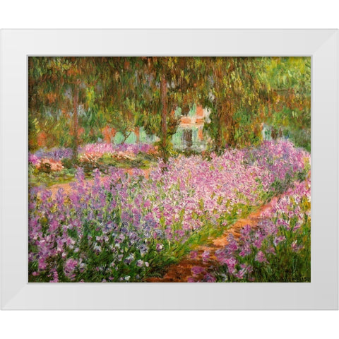 Monets garden at Giverny 1900 White Modern Wood Framed Art Print by Monet, Claude