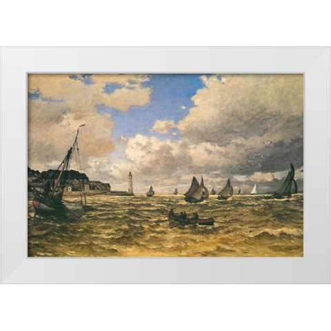 Mouth of the Seine at Honfleur 1865 White Modern Wood Framed Art Print by Monet, Claude