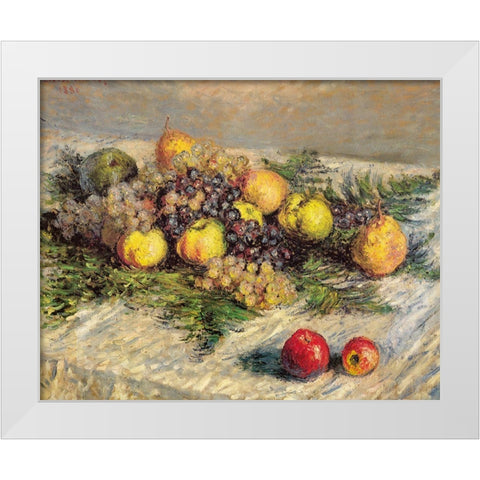 Pears and Grapes 1880 White Modern Wood Framed Art Print by Monet, Claude