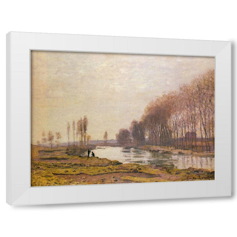Petit Bras of the Seine 1872 White Modern Wood Framed Art Print by Monet, Claude