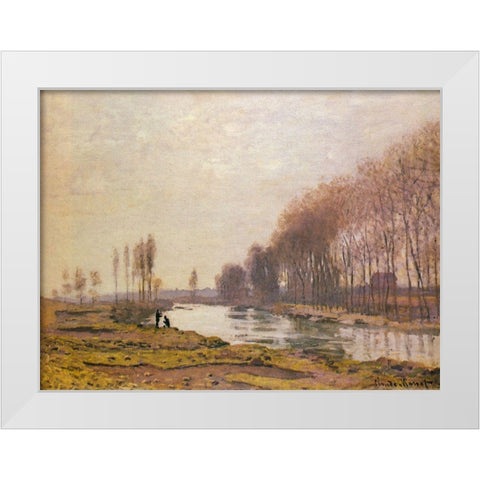 Petit Bras of the Seine 1872 White Modern Wood Framed Art Print by Monet, Claude