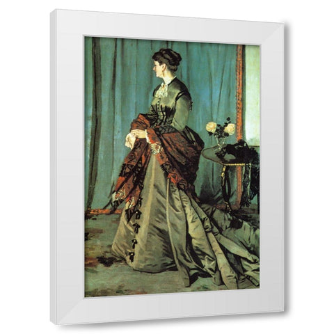 Portrait of Mme Gaudibert 1868 White Modern Wood Framed Art Print by Monet, Claude