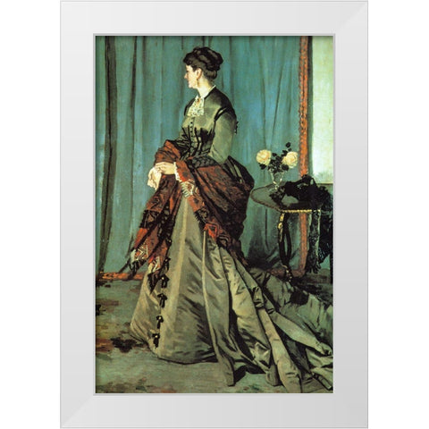 Portrait of Mme Gaudibert 1868 White Modern Wood Framed Art Print by Monet, Claude