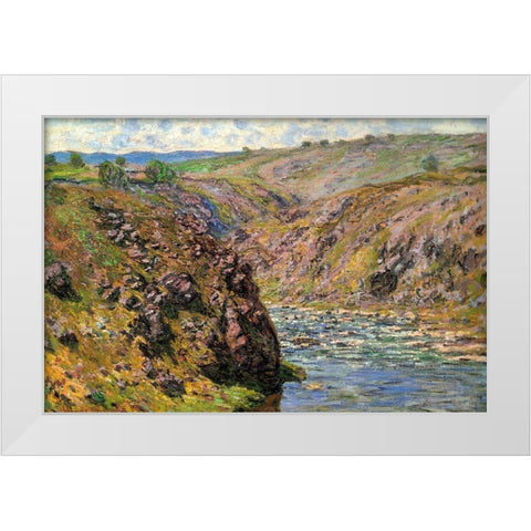 Ravine of the Creuse in sunlight 1889 White Modern Wood Framed Art Print by Monet, Claude