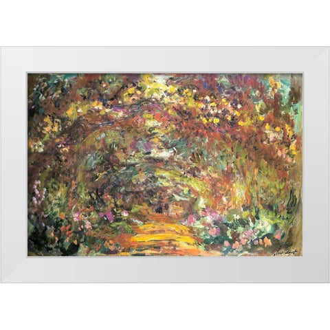 Rose trellises 1922 White Modern Wood Framed Art Print by Monet, Claude