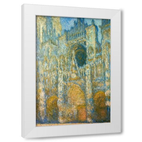 Rouen Cathedral at dawn 1894 White Modern Wood Framed Art Print by Monet, Claude