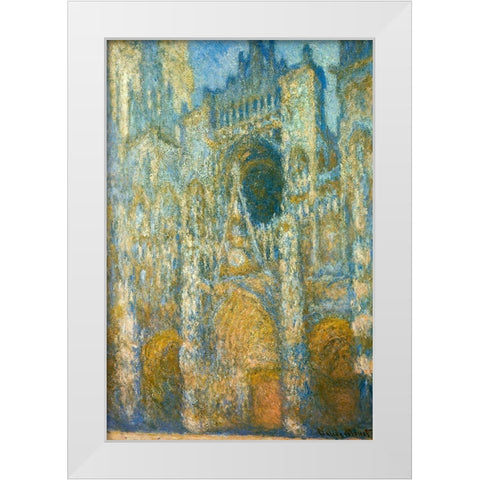 Rouen Cathedral at dawn 1894 White Modern Wood Framed Art Print by Monet, Claude