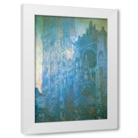 Rouen Cathedral in the morning 1894 White Modern Wood Framed Art Print by Monet, Claude