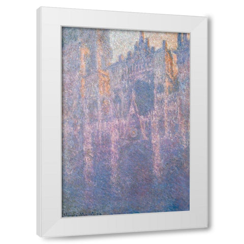 Rouen Cathedral-morning mist 1894 White Modern Wood Framed Art Print by Monet, Claude