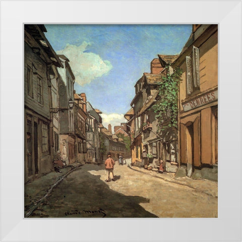 Rue de la Bavolle-Honfleur 1864 White Modern Wood Framed Art Print by Monet, Claude
