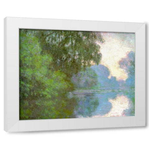 Seine near Giverny 1896 White Modern Wood Framed Art Print by Monet, Claude