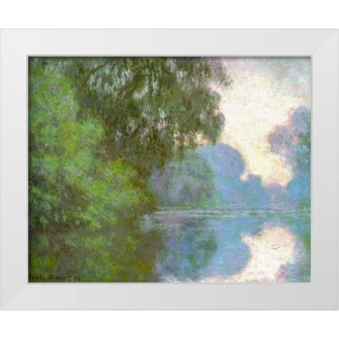 Seine near Giverny 1896 White Modern Wood Framed Art Print by Monet, Claude