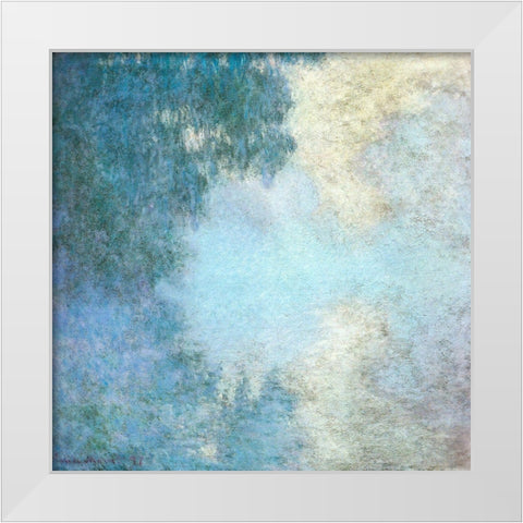 Seine-morning 1897 White Modern Wood Framed Art Print by Monet, Claude