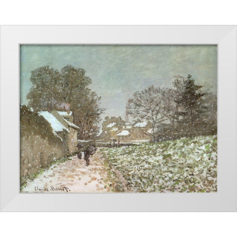 Snow at Argenteuil 1875 White Modern Wood Framed Art Print by Monet, Claude