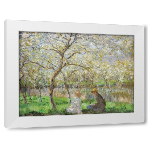 Spring 1886 White Modern Wood Framed Art Print by Monet, Claude