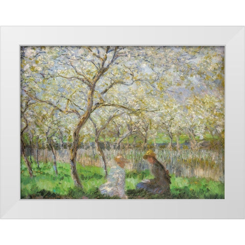 Spring 1886 White Modern Wood Framed Art Print by Monet, Claude