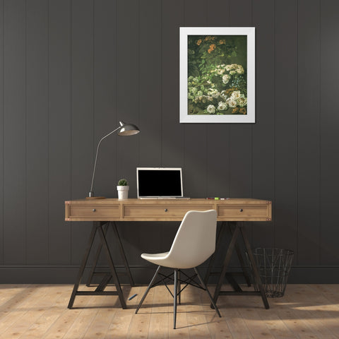 Spring Flowers 1864 White Modern Wood Framed Art Print by Monet, Claude