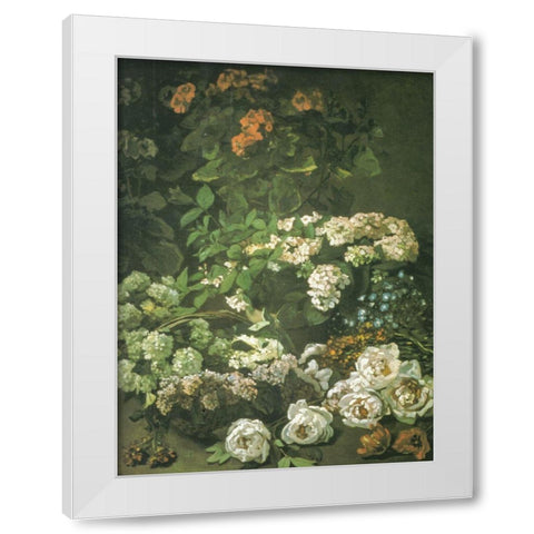 Spring Flowers 1864 White Modern Wood Framed Art Print by Monet, Claude