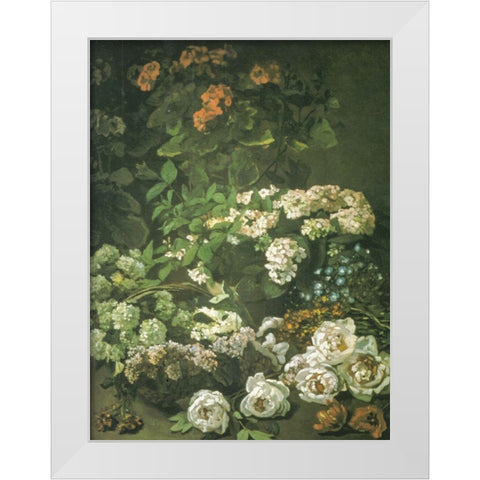 Spring Flowers 1864 White Modern Wood Framed Art Print by Monet, Claude